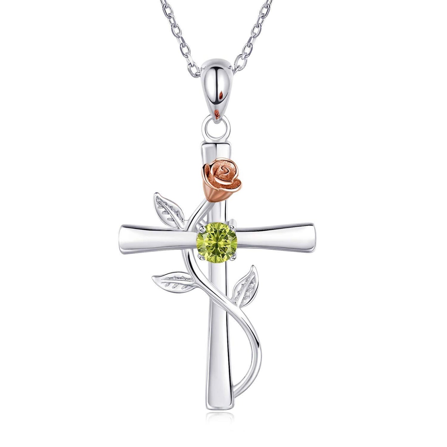 "Rose from the Cross" - Birthstone Necklace