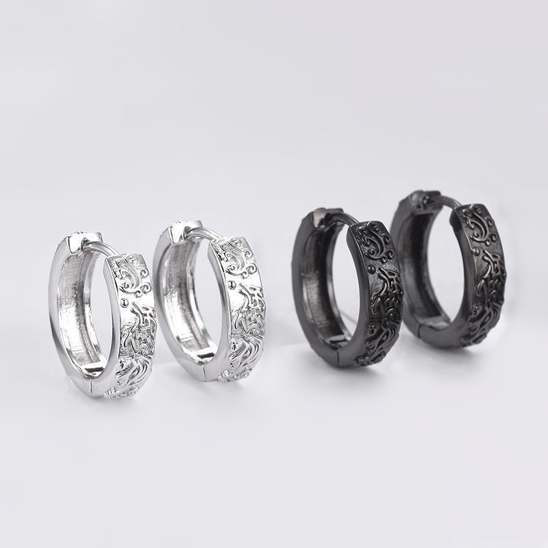Vintage Sterling Silver Proud Wolf Hoops