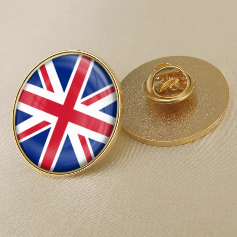 UK Flag Crystal Epoxy Badge Brooch