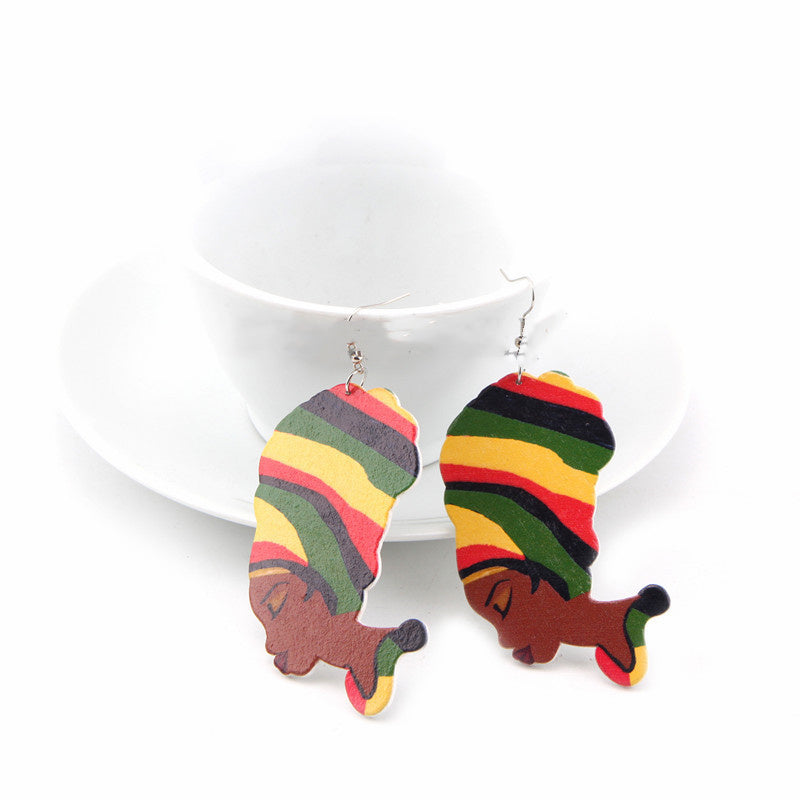 Multicolored Black Woman Dangle Earrings
