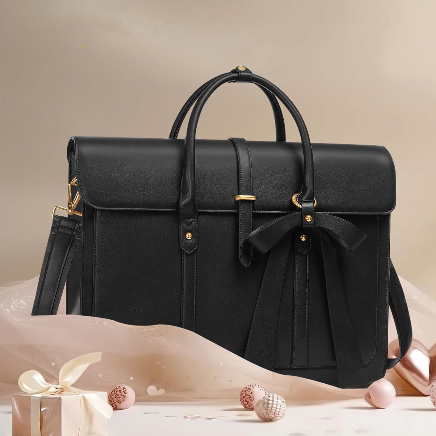 Faux Leather Large Capacity Laptop Tote Bag for Business
