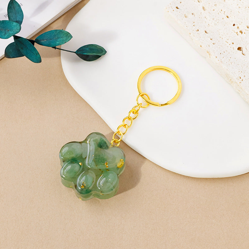 Natural Crystal Cat's Paw Keychain
