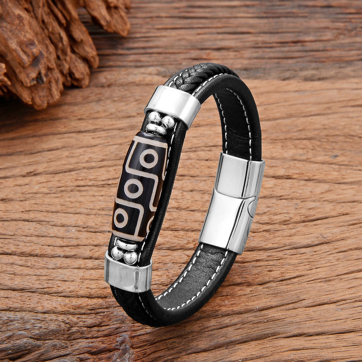 Retro Faux Leather Circle Bracelet