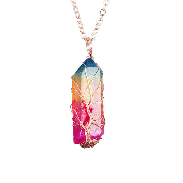 Natural Crystal Copper Wire Necklace For Women And Men