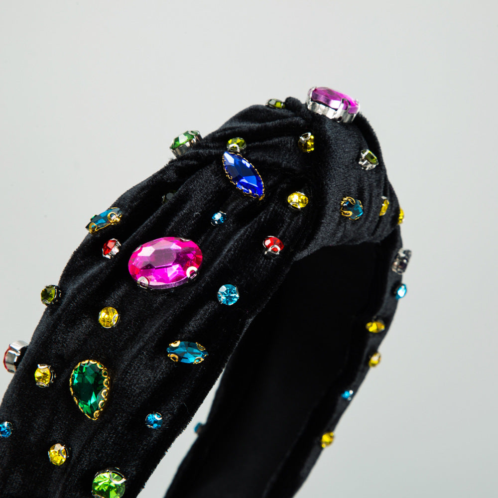 Colorful Knotted Crystals Fabric Headband