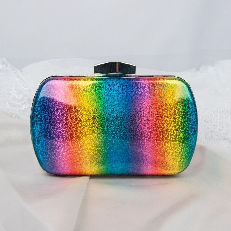 Rainbow Glitter Evening Clutch Purse