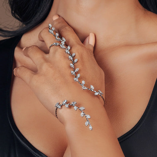"I am Victorious" - Laurel Leaves Wraparound Bracelet and Ring