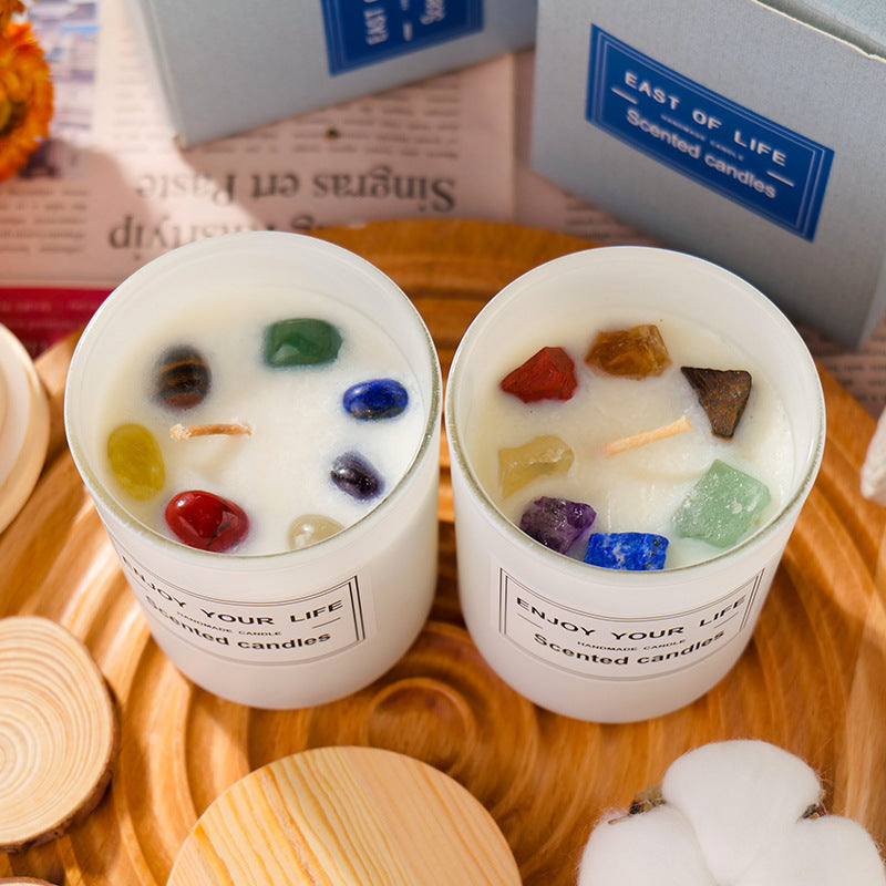 Handmade Natural Crystal Aroma therapy Soy Candle
