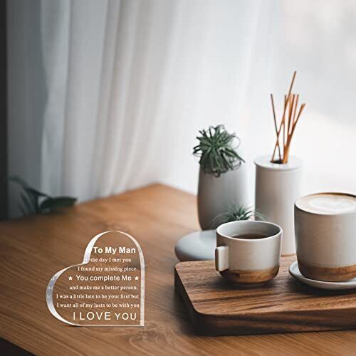"To My Man" - Acrylic Transparent Heart-shaped Plaque