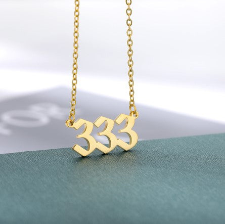 Old English Numerology Stainless Steel Necklace