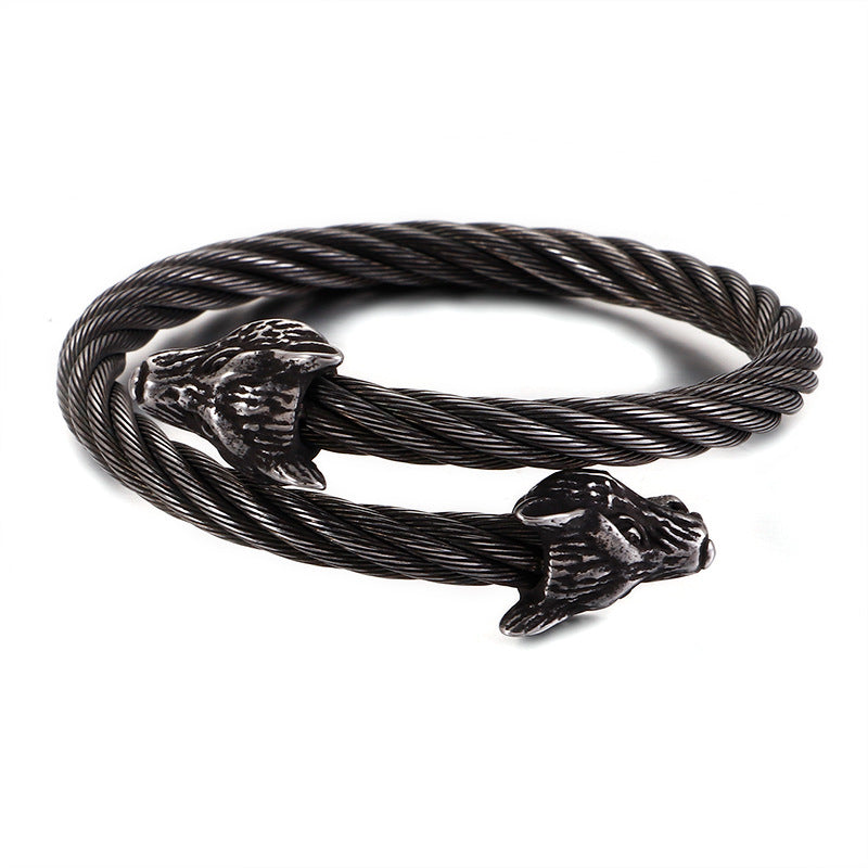 Weia Wolf Head Stainless Steel Bracelet
