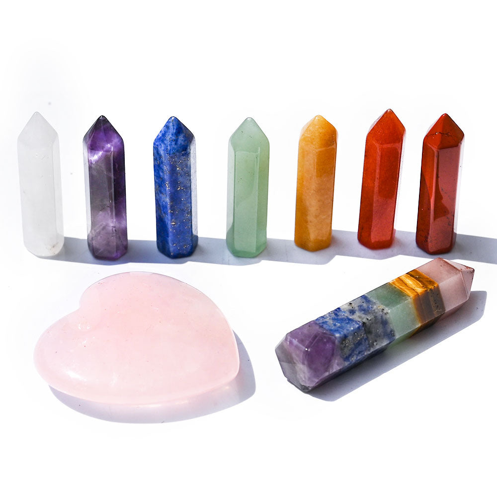 Natural Crystal Hexagon Prism Set