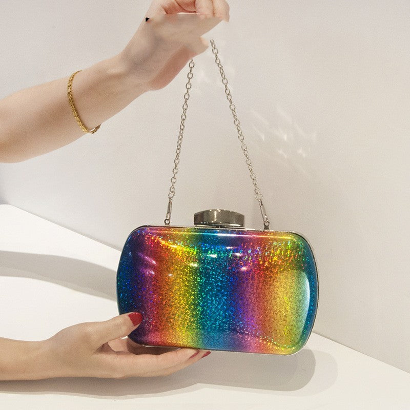 Rainbow Glitter Evening Clutch Purse