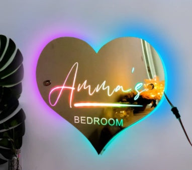 Personalized Name Mirror LED Light For Bedroom