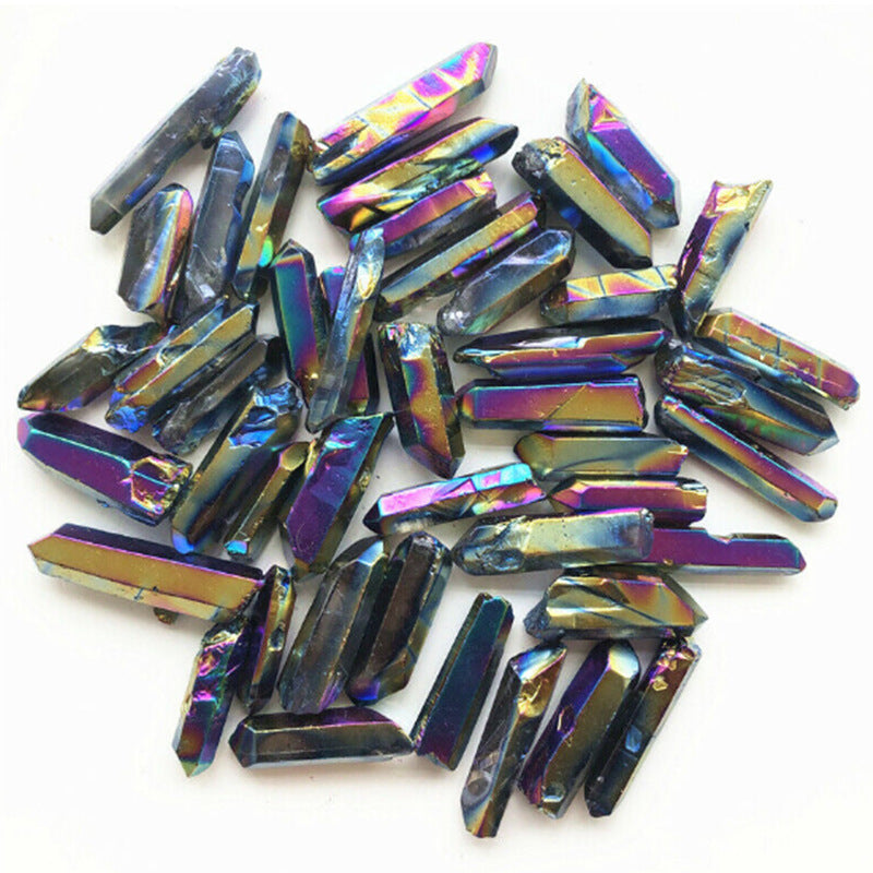 Rainbow Non-porous Natural Electroplating Crystal Pillar Ornament