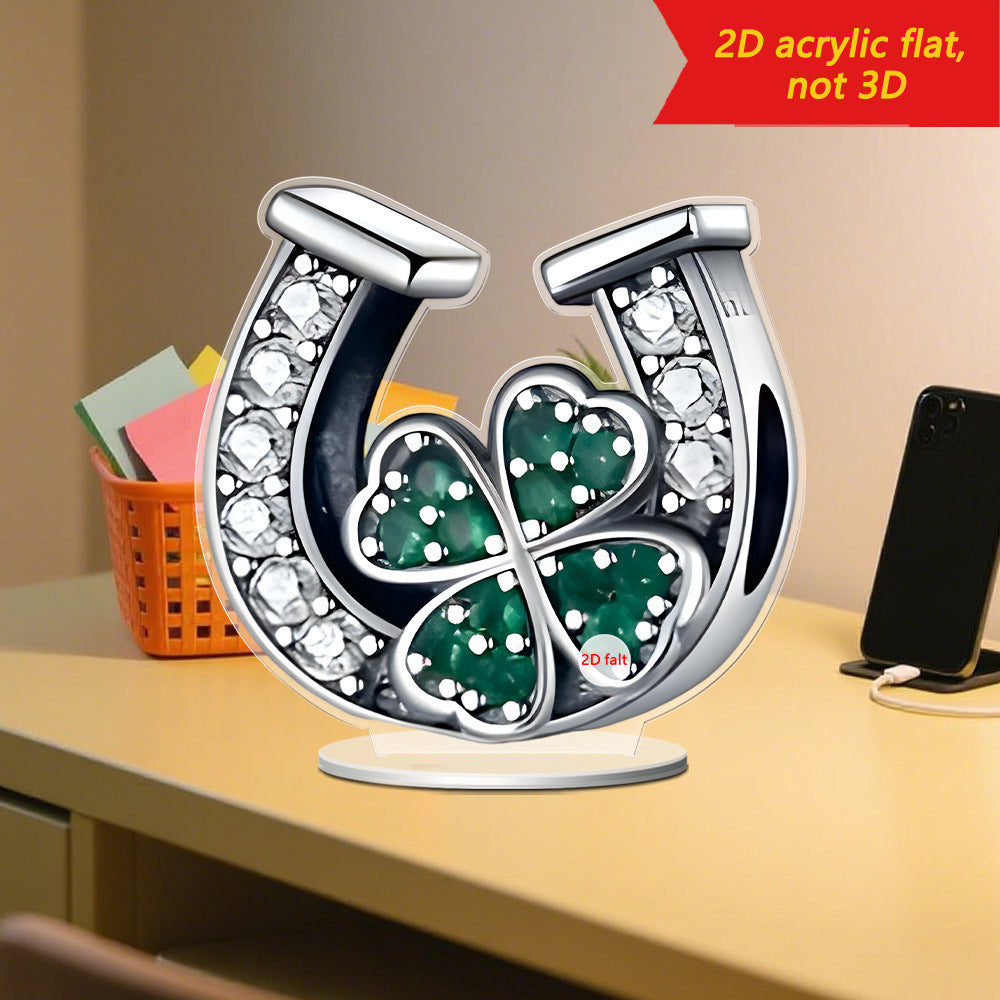 2D Acrylic Clover Horseshoe Figurine