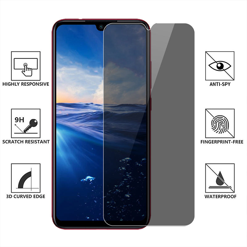 Anti-spy Screen Protector Tempered Glass For Note 10, Redmi 7-9, T K30, K40 Pro