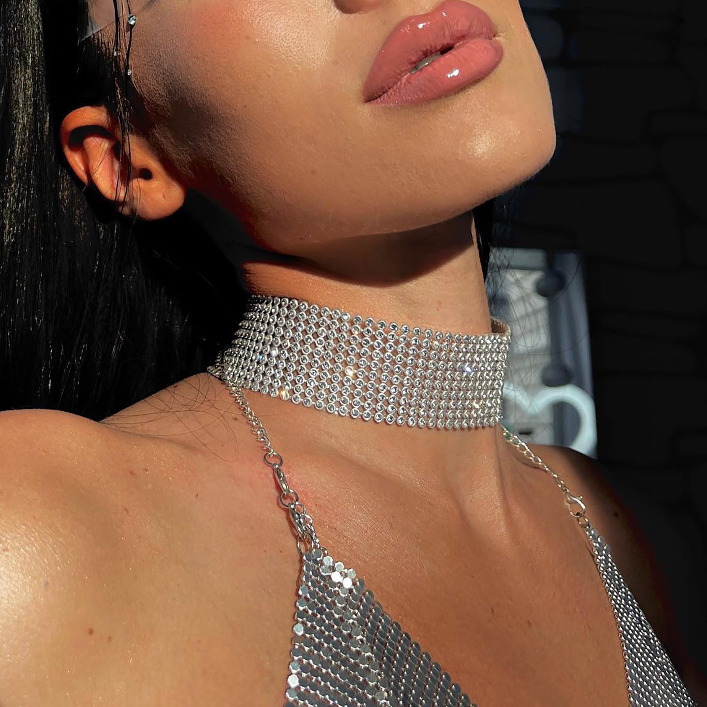 Glam Rhinestone Choker Necklace