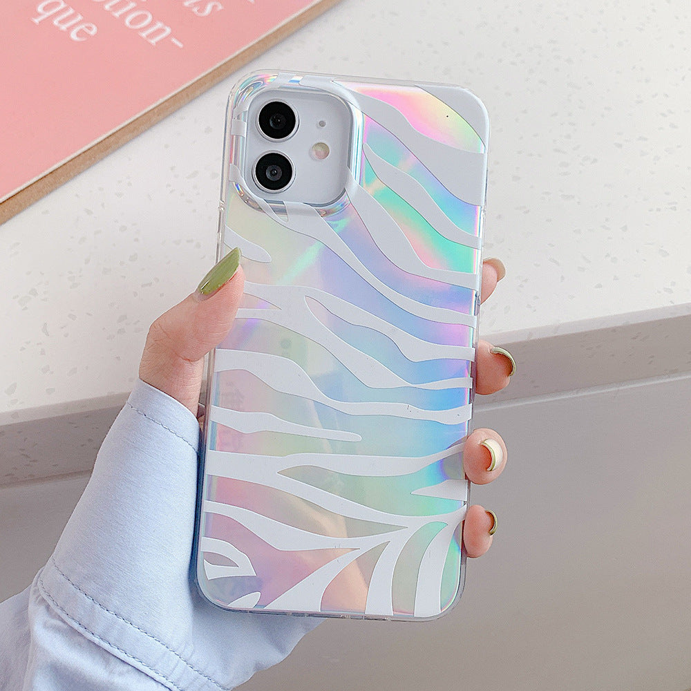 Double-sided Laminating Laser Zebra Print and Leopard Print Phone Cases- iPhone 7-13 Pro Max
