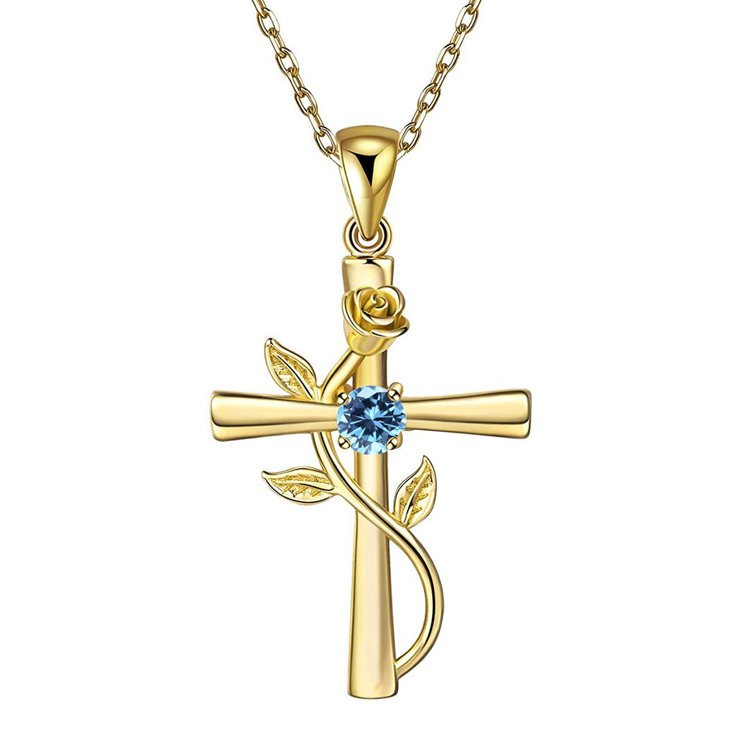 "Rose from the Cross" - Birthstone Necklace