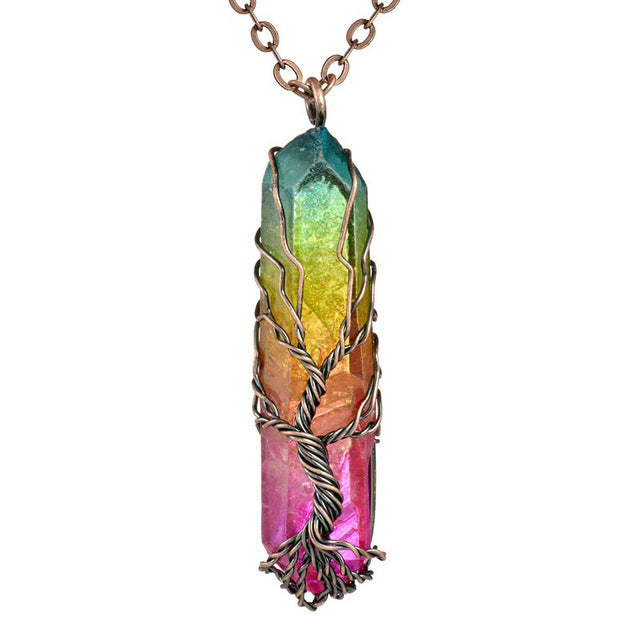 Natural Crystal Copper Wire Necklace For Women And Men