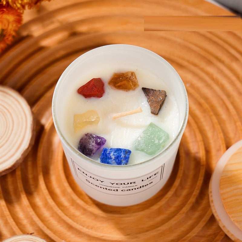 Handmade Natural Crystal Aroma therapy Soy Candle